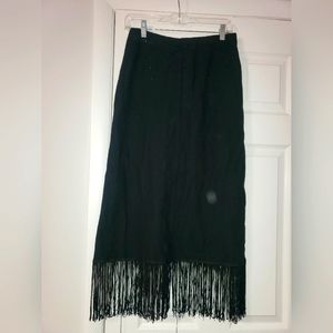 Zara midi knit fringe skirt